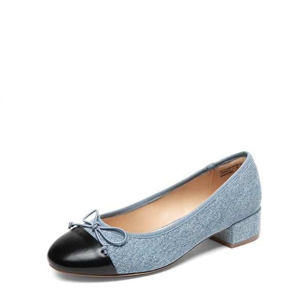 Bow Ballet Pumps - DENIM BLUE BLACK -  0
